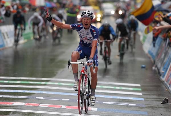 Team Katusha's Evgeni Petrov races to a stage 11 win at the Giro d'Italia