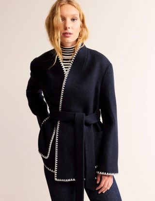 contrast stitch coat