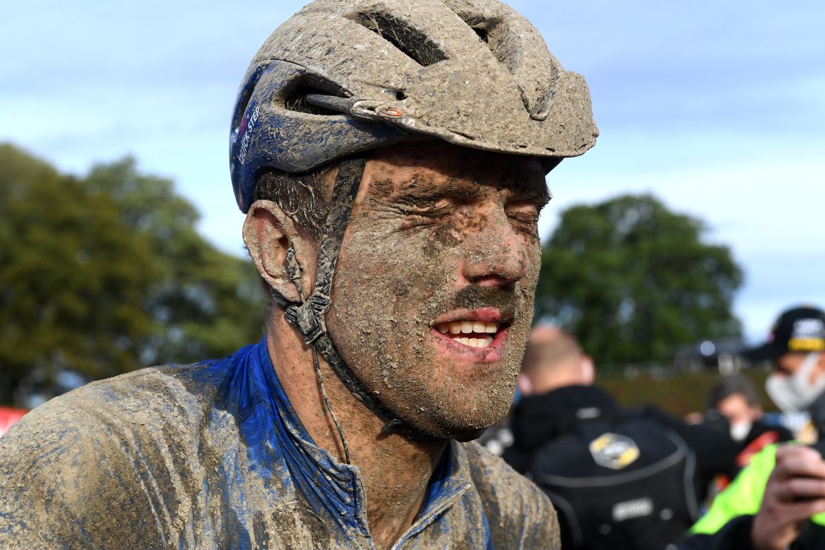 ROUBAIX FRANCE OCTOBER 03 Bert Van Lerberghe of Belgium and Team Deceuninck QuickStep covered in mud after the 118th ParisRoubaix 2021 Mens Eilte a 2577km race from Compigne to Roubaix ParisRoubaix on October 03 2021 in Roubaix France Photo by Tim de WaeleGetty Images