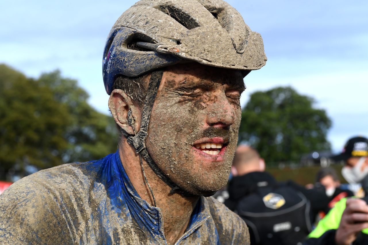 ROUBAIX FRANCE OCTOBER 03 Bert Van Lerberghe of Belgium and Team Deceuninck QuickStep covered in mud after the 118th ParisRoubaix 2021 Mens Eilte a 2577km race from Compigne to Roubaix ParisRoubaix on October 03 2021 in Roubaix France Photo by Tim de WaeleGetty Images