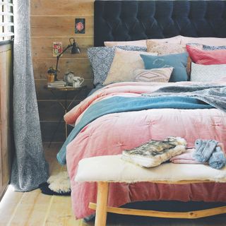 Blue and pink bedroom scheme