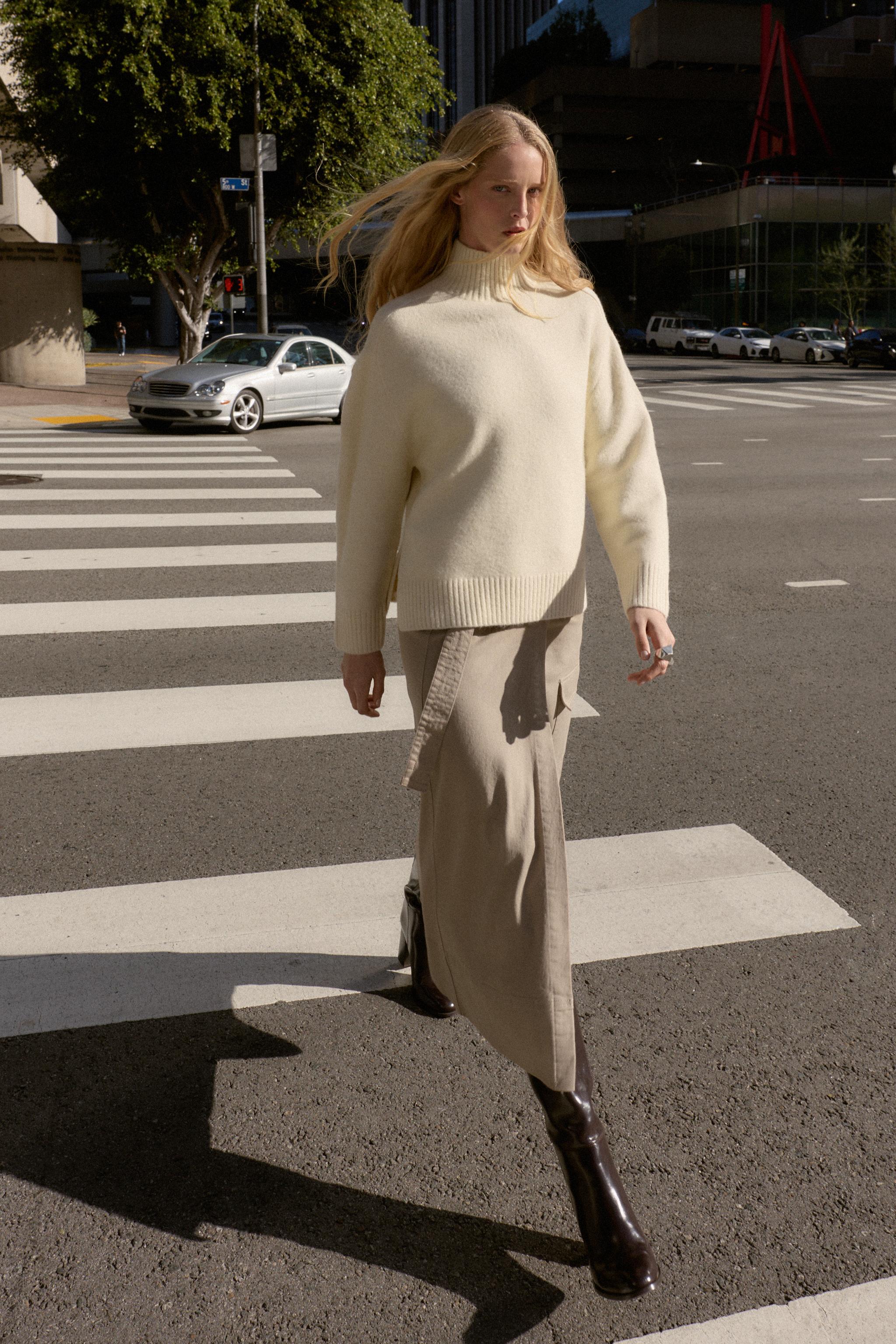 Plain Knit High Neck Jumper