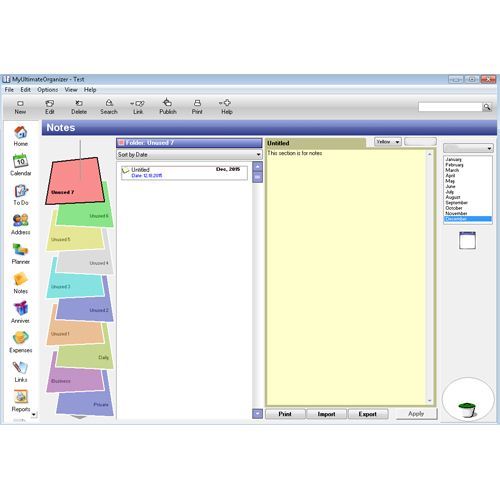 In addition to having a word processor, MyUltimateOrganizer allows you to create colorful sticky notes.