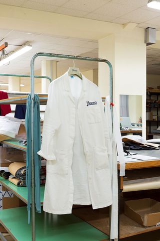 Workers white factory coat