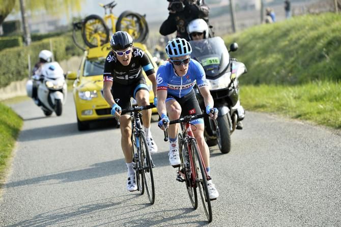 Tom Jelte Slagter (Garmin-Sharp) and Geraint Thomas (Sky)