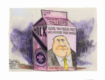 Political Cartoon U.S. Missing Mike Pompeo Milk Carton