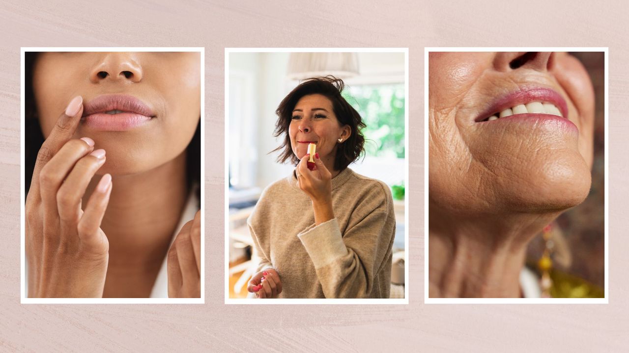 three woman applying lipbalm and lipstick