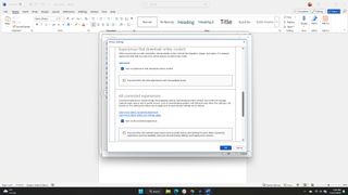 Microsoft 365 Connected Experiences settings in Microsoft Word.