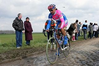 Fabio Baldato (Lampre) in his last Paris-Roubaix, helping Ballan to third while getting 10th himself