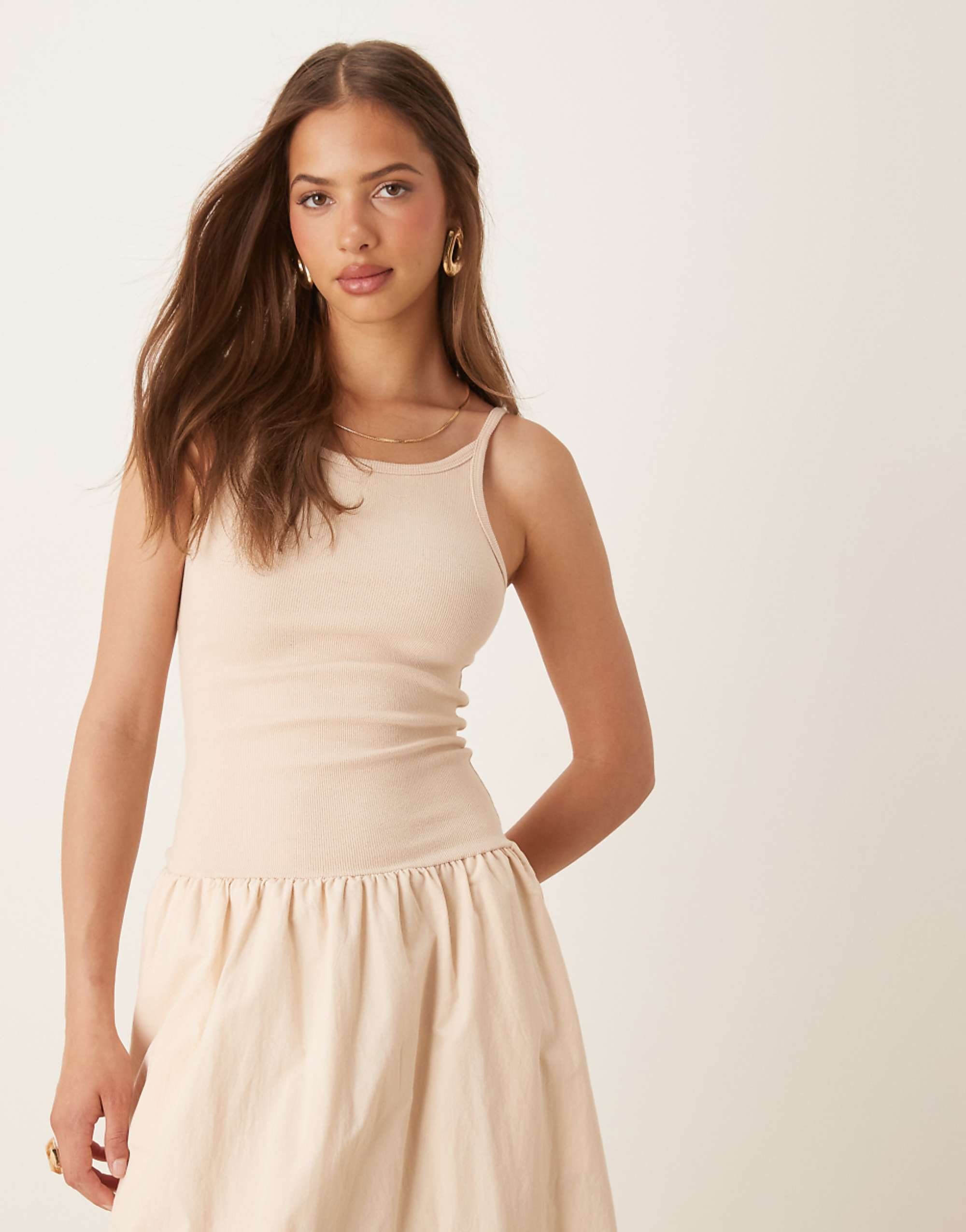 Sndys Drop waist Cami Maxi wears cream