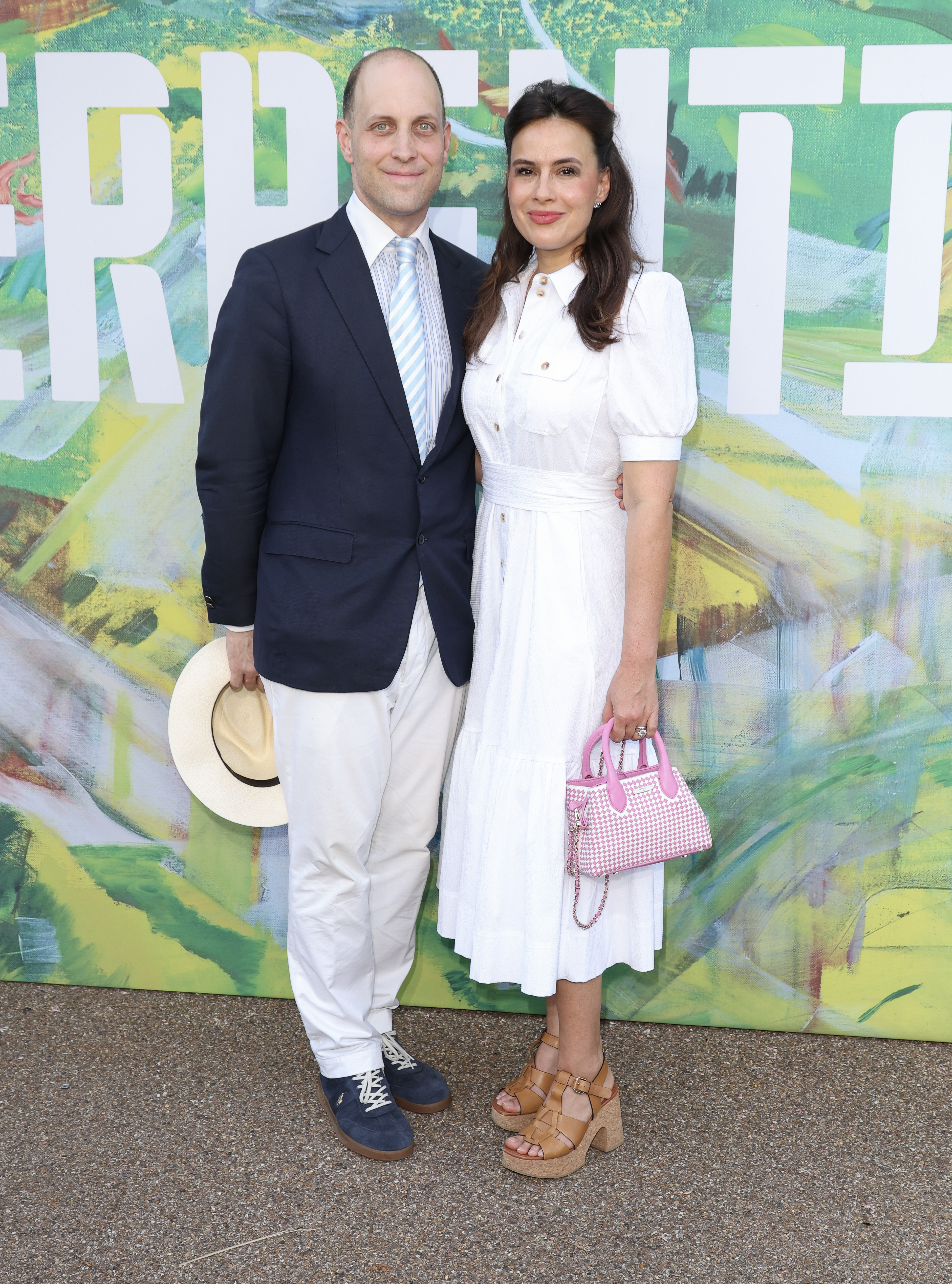 Sophie Winkleman wearing white ME+EM midi dress to attend the Serpentine Summer Party on June 23, 2026 in London, England