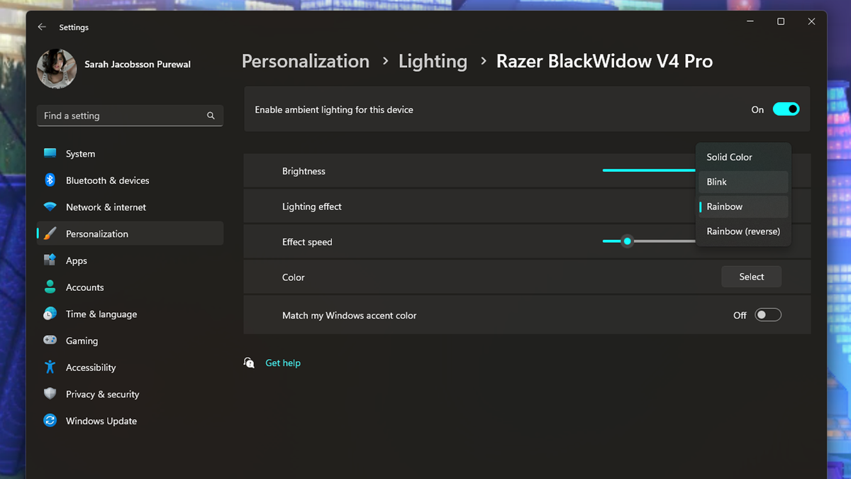 windows 11 rgb controls
