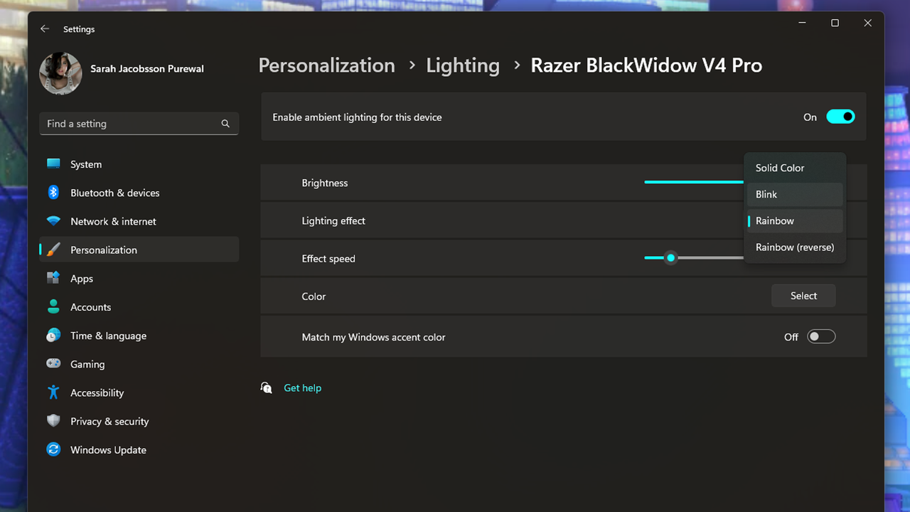 windows 11 rgb controls