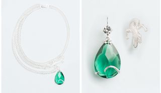 Wouters & Hendrix la Salamandre collection emerald and silver costume jewels