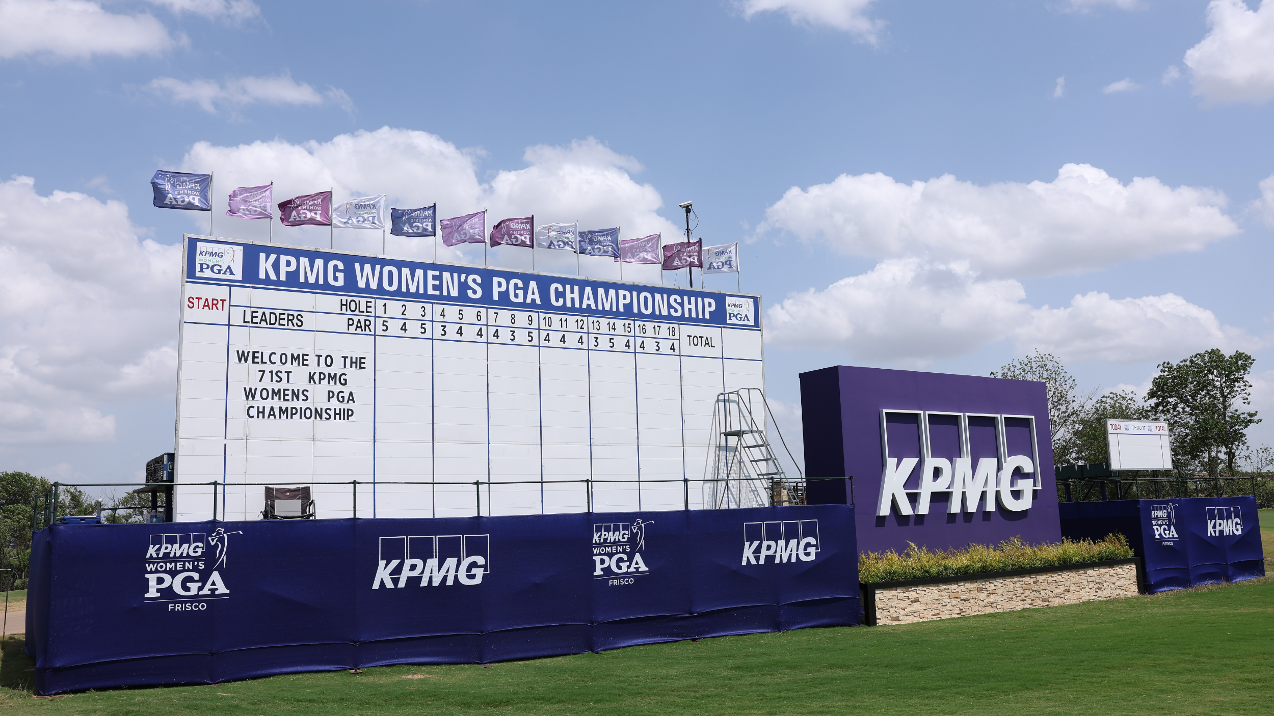 The scoreboard at the KPMG Women's PGA Championship