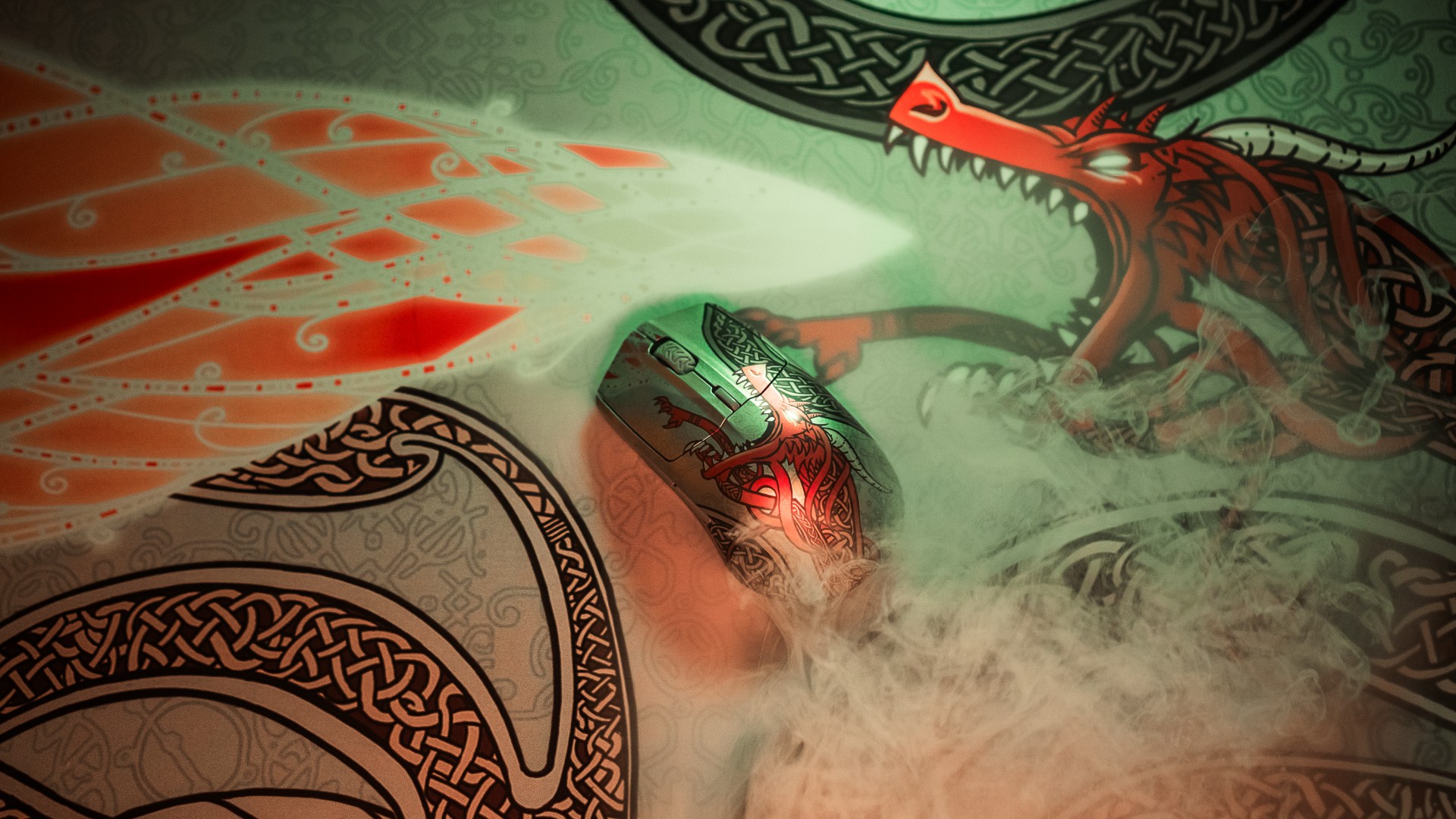 SteelSeries CS2 Dragon Lore Collection mouse on mouse pad
