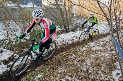 Kolben Preble and Jeremiah Dyer in the woods at Beernem