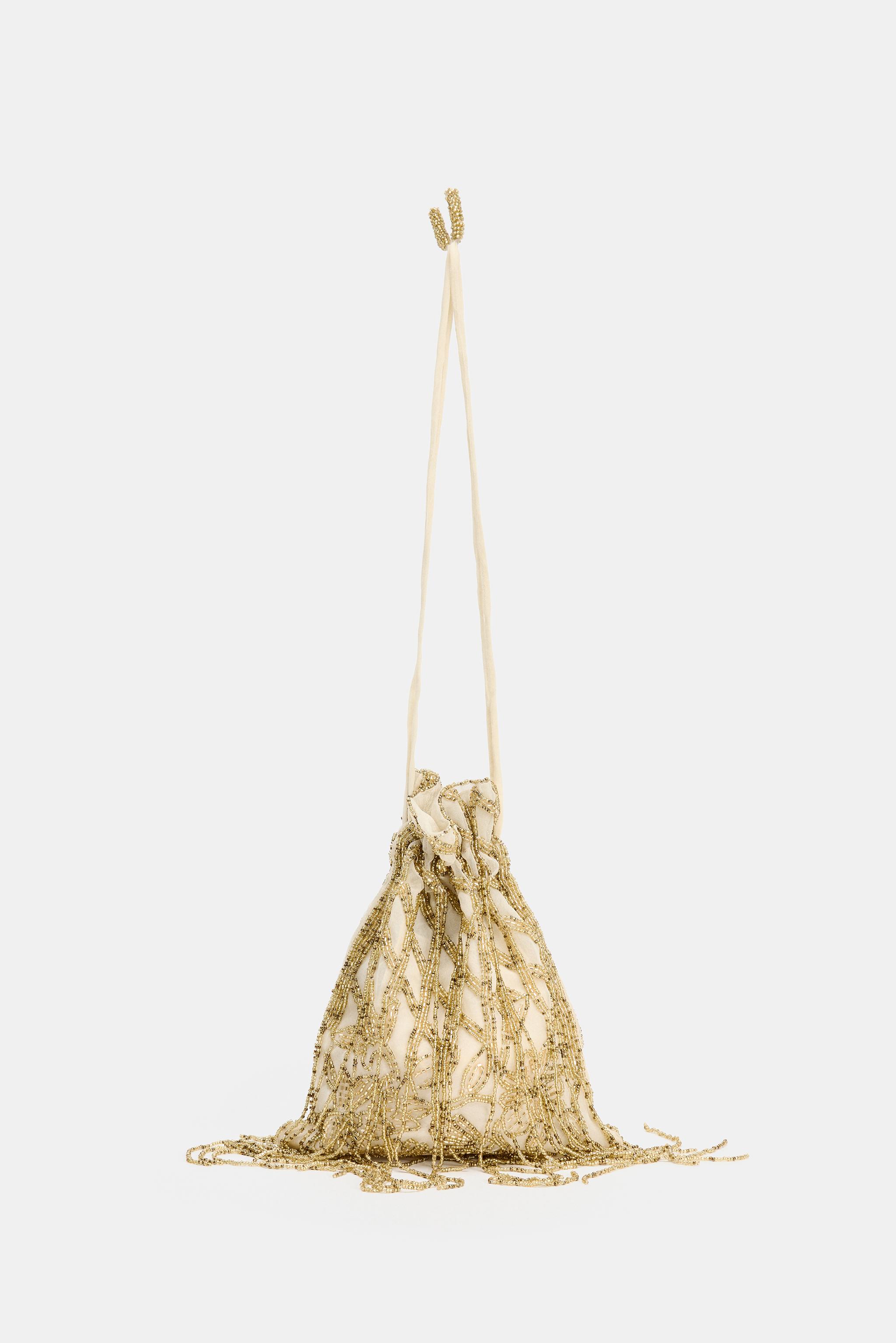 Sequin Ruched Bucket Bag