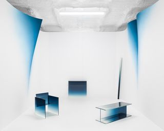 Blue frosted glass furniture