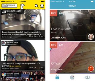 Both Meerkat (left) and Periscope (right) suggest streams you can watch, but Periscope offers more if you scroll down.