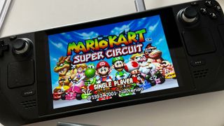 Mario Kart: Super Circuit title screen on Steam Deck
