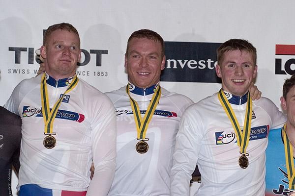 Chris Joy, Jason Kenny and Matthew Crampton topped the men's team sprint podium