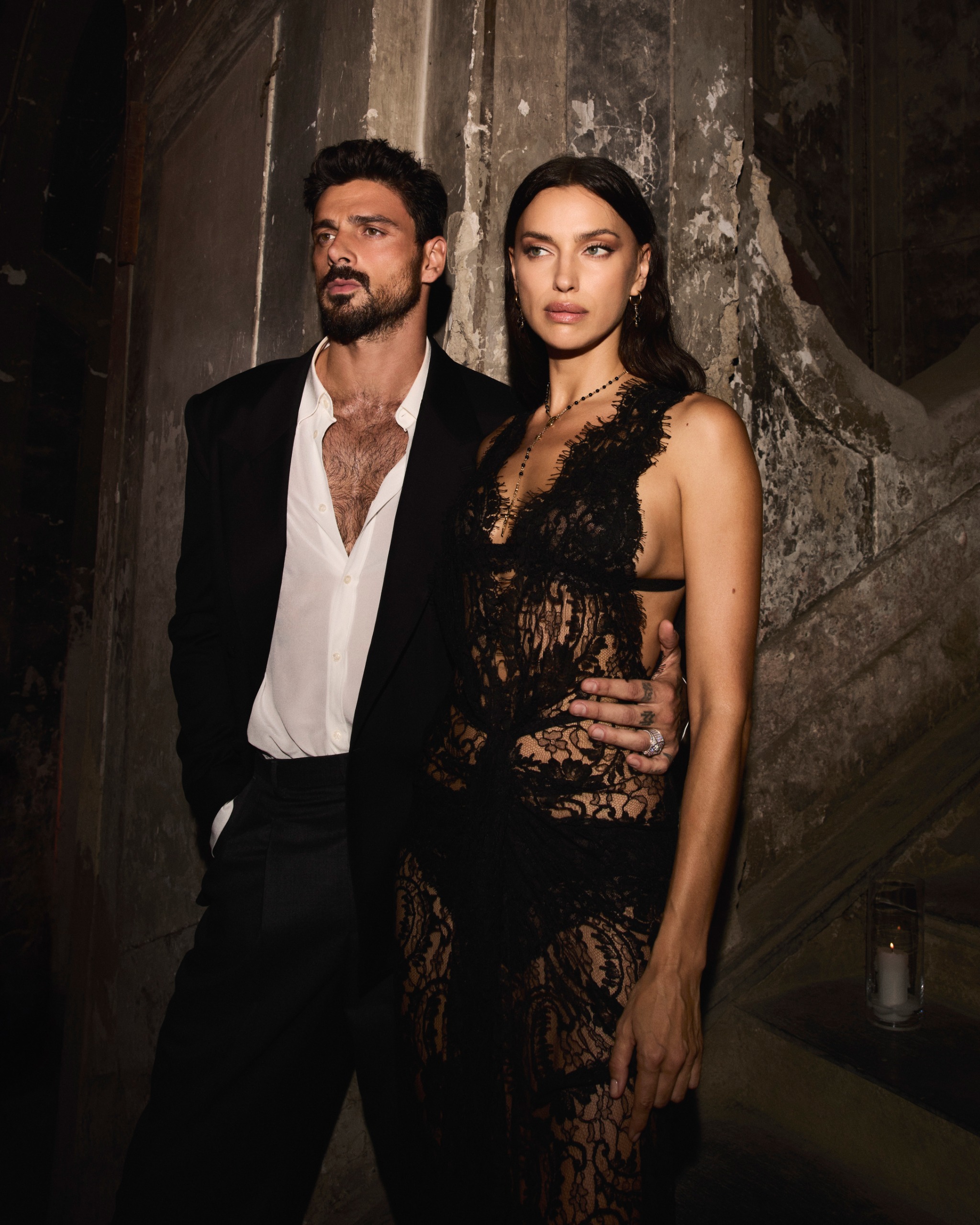 Supermodel Irina Shayk and Italian actor Michele Morrone in Naples, Italy, for the Dolce &amp;amp; Gabbana Your Devotion Eau de Parfum Intense campaign.