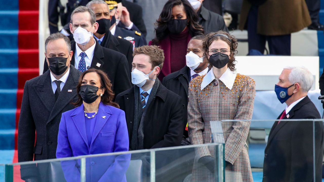 Kamala Harris with Husband Douglas Emhoff and Stepchildren Cole &amp; Ella at Inaugation Ceremony