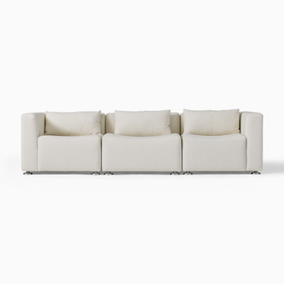 curved white 3-seater sofa