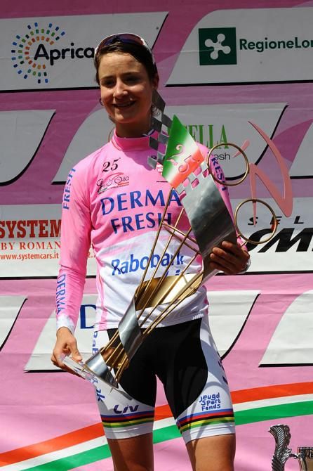 Marianne Vos (Rabo-Liv Woman Cycling Team) celebrates her win at the Giro Rosa