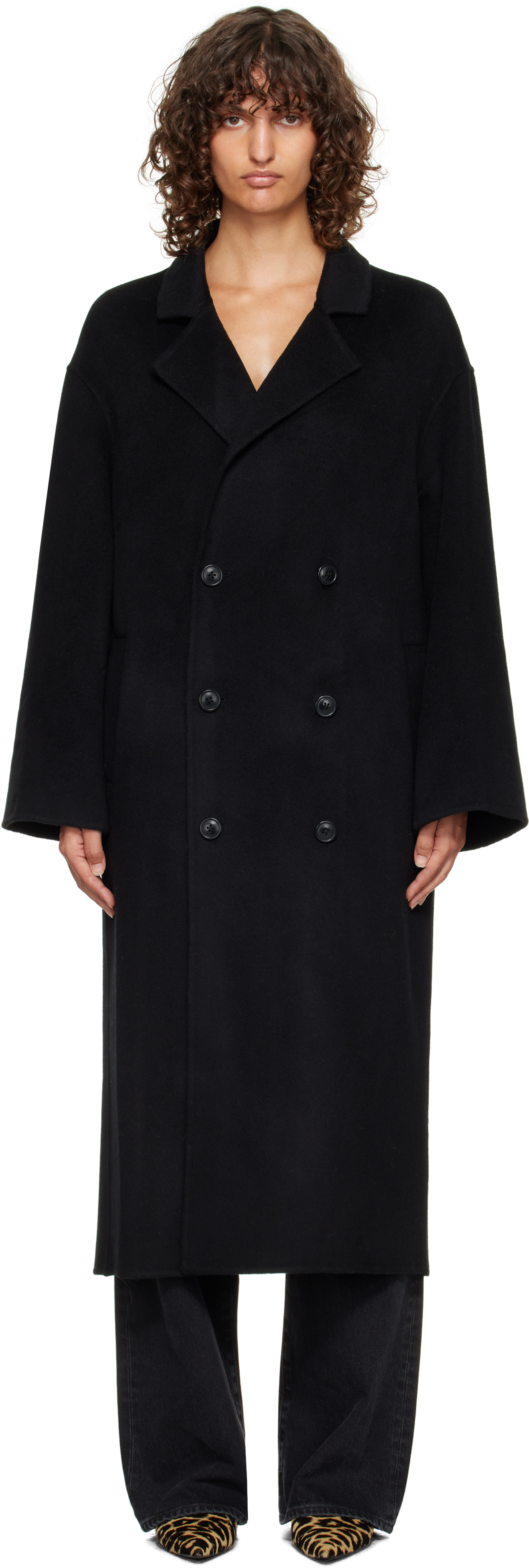Black Borneo Lds Wool Drap Coat