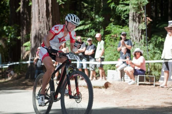 Whakatane&rsquo;s Karen Hanlen on her way to victory in the women&rsquo;s cross country race at the New Zealand MTB Nationals