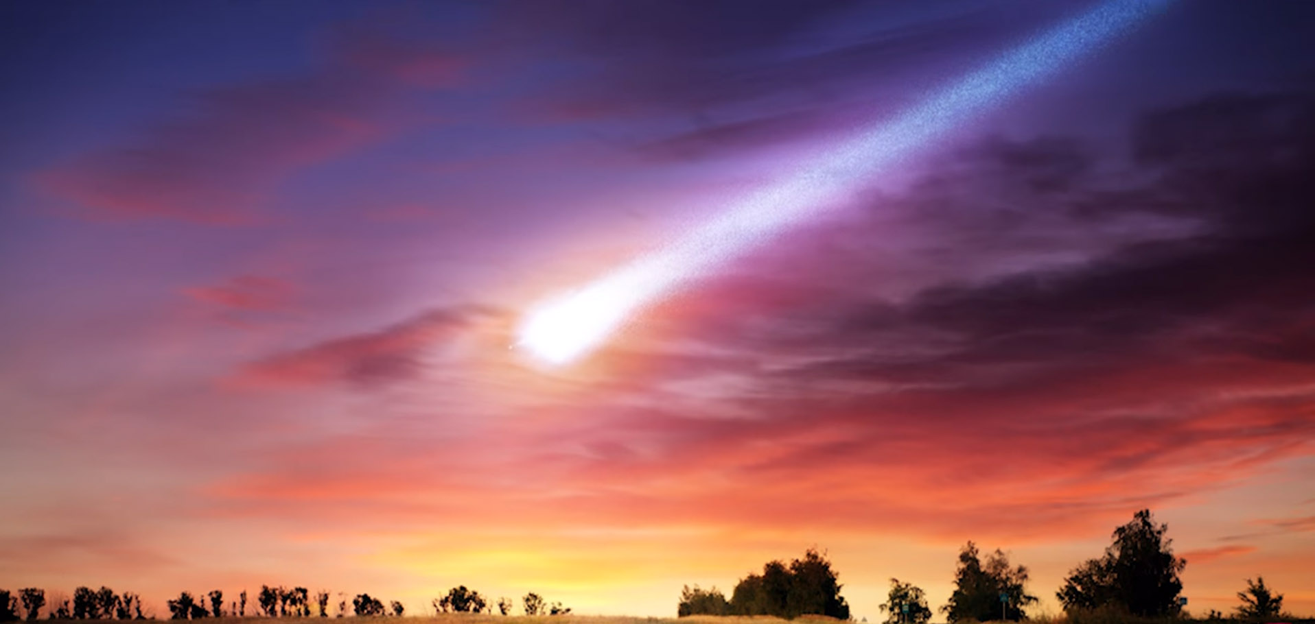 An illustration of a meteor streaking across the sky.