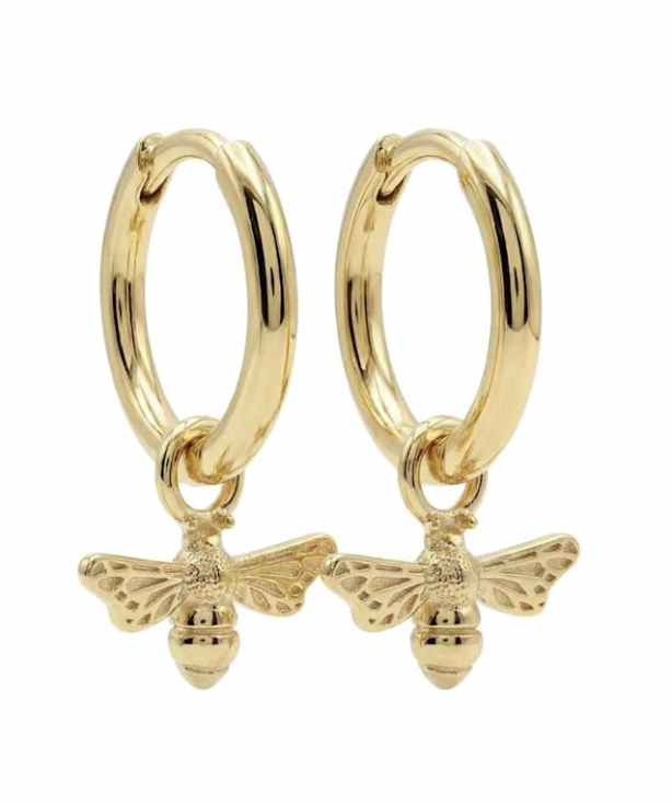 Dainty London, Gold Bumble Bee Huggie Hoop Earrings