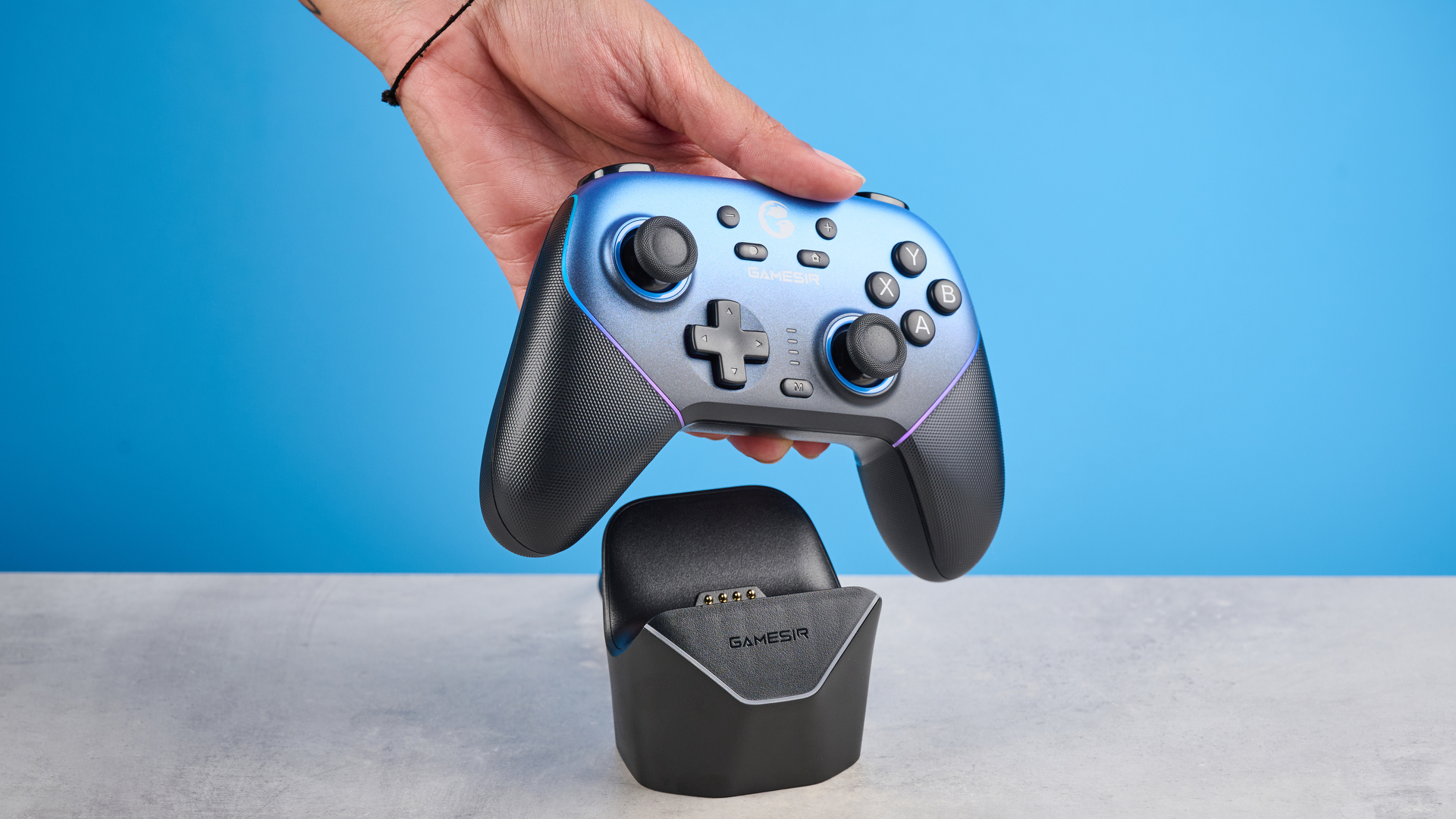 A gradient blue GameSir Super Nova wireless gaming controller