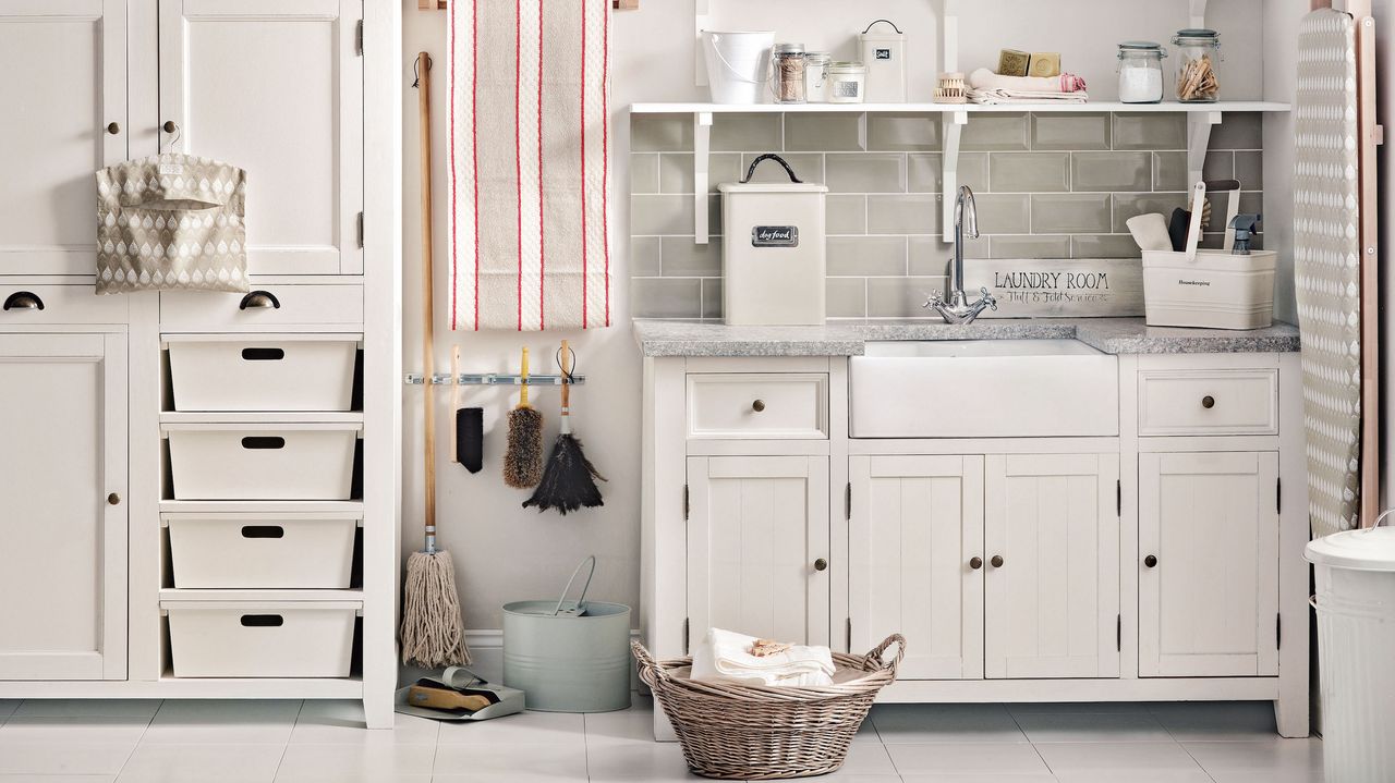 laundry room with basket and sink