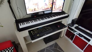 My current custom-built, wooden PC desk - how archaic.