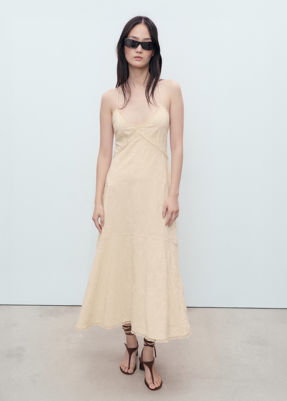 MANGO, Embroidered Midi Dress 