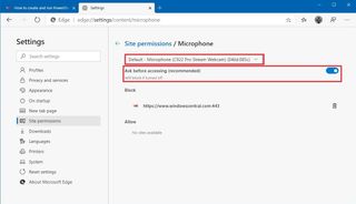 Microsoft Edge microphone access permissions