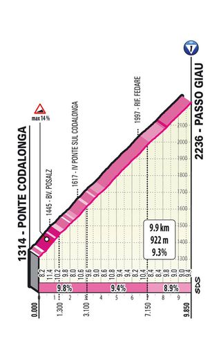 Giro d'Italia 2023 stage 19 profile of climb Passo Giau
