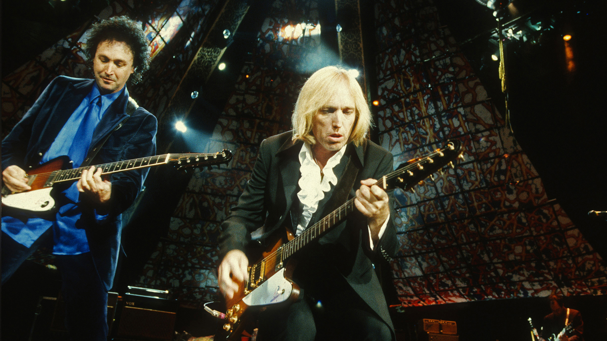 Tom Petty and The Heartbreakers in concert at Irvine Meadows Amphitheater on August 14, 1989 in Irvine, California.