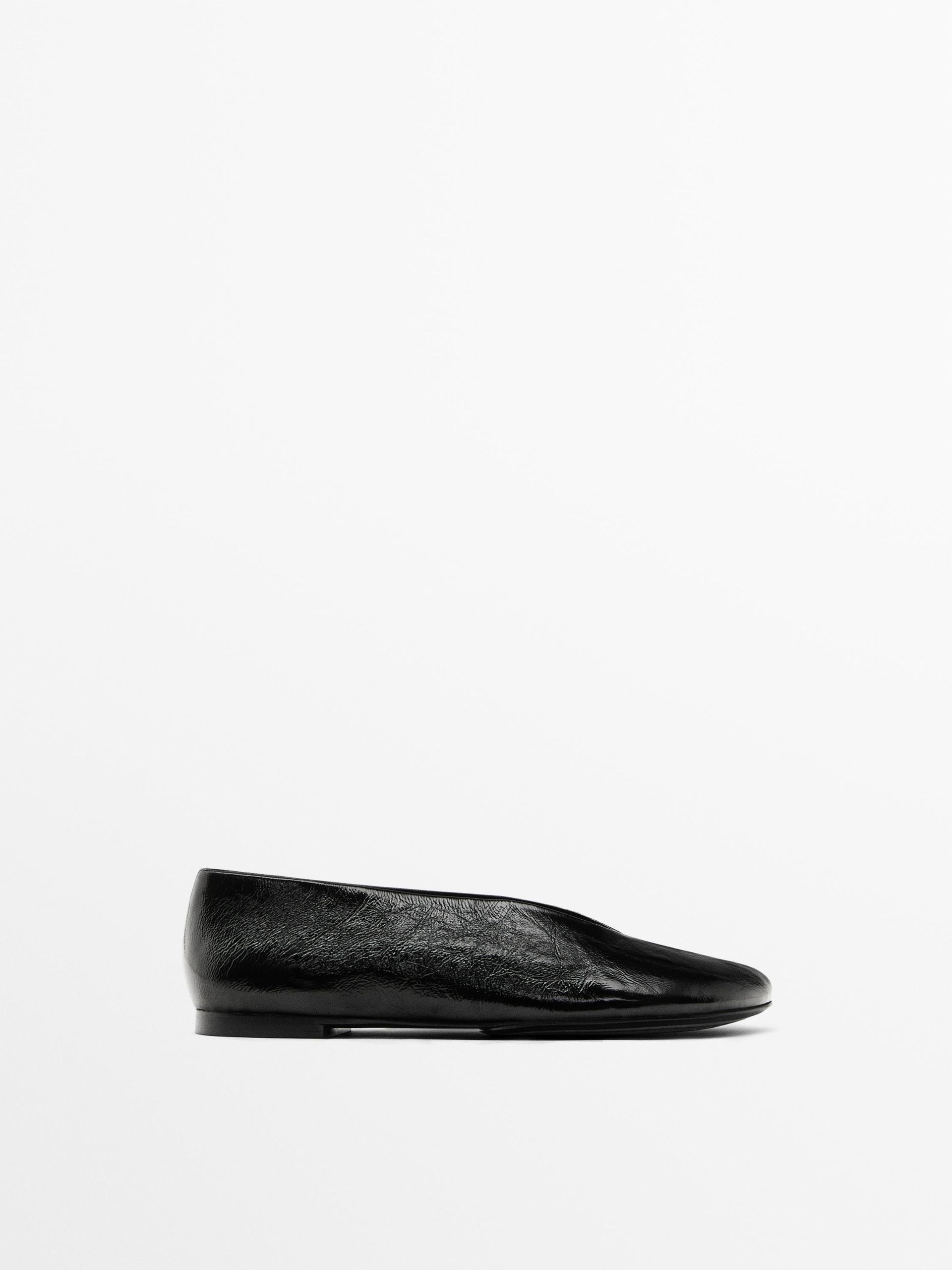 Massimo Dutti, Shiny Soft Leather Ballet Flats