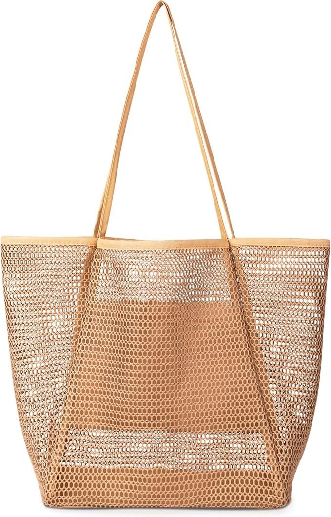 Iioscre, Iioscre Mesh Beach Tote Bags for Womens, Causal Hobo Pool Bags for Swimming Pools Vacations Beach Essentials