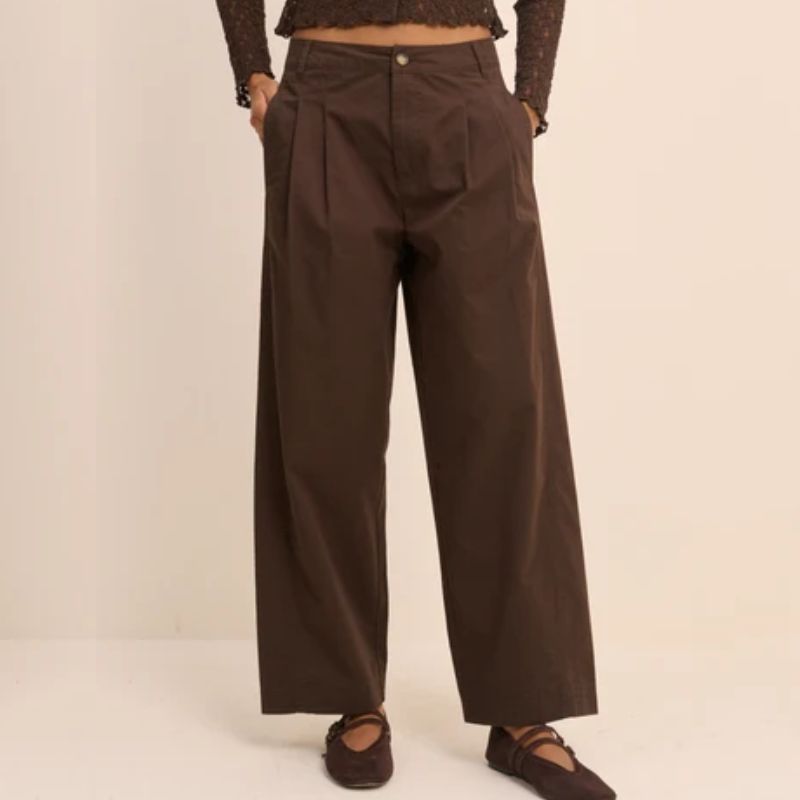 Nobody's Child, brown barrel leg trousers