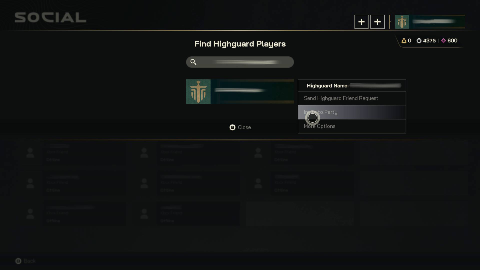 Highguard adding player as a friend through crossplay