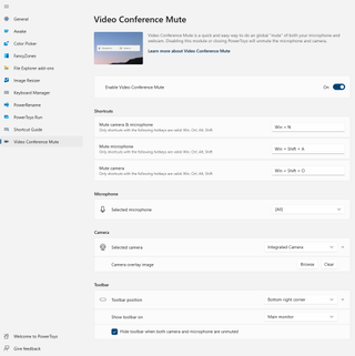 Powertoys Video Conference Mute Settings