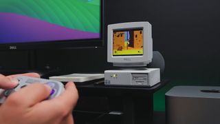 A tiny gaming PC playing Prince of Persia