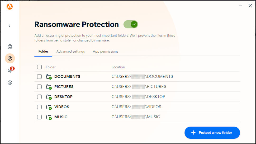 Avast One Essential ransomware protection.