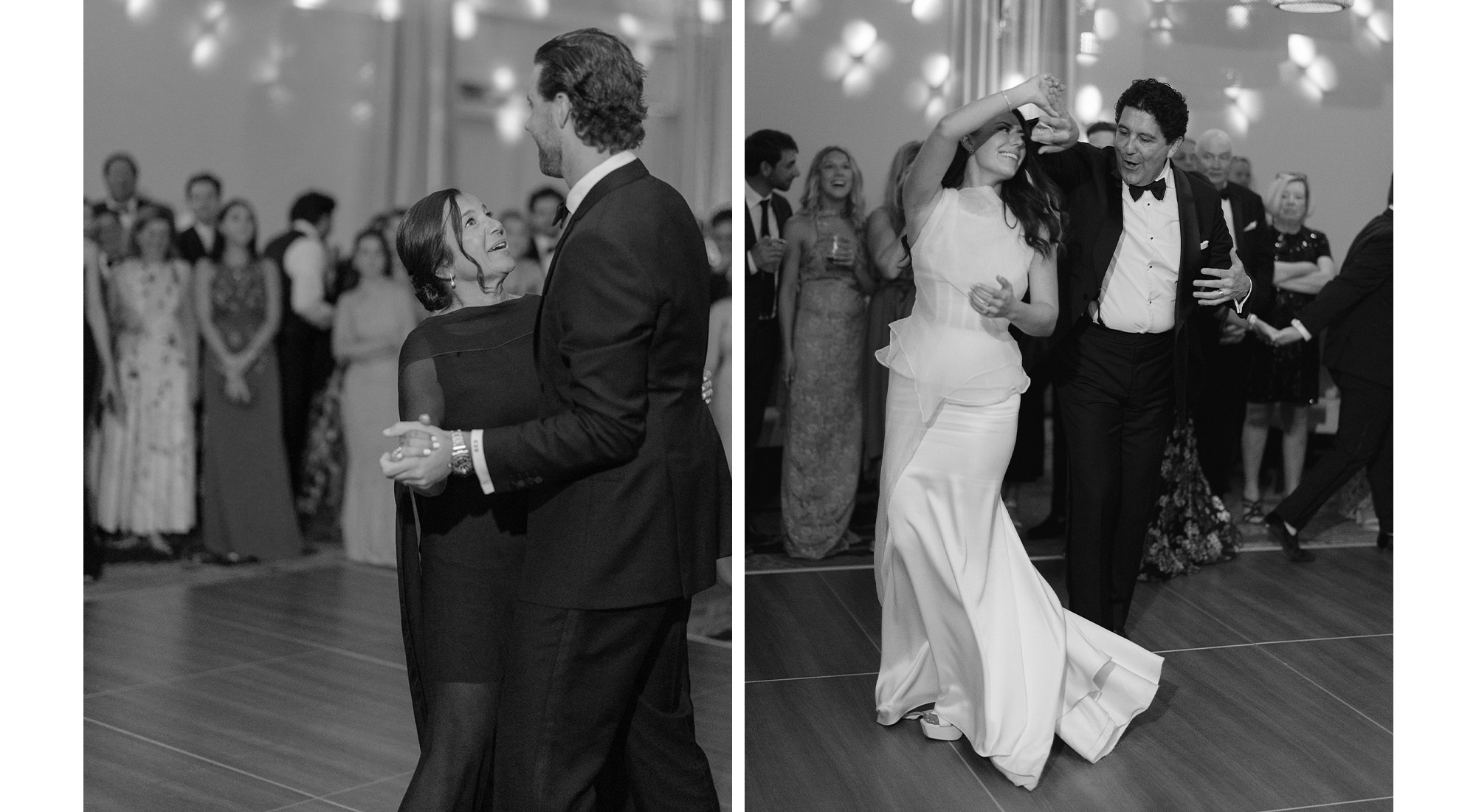 Kelli Orihuela and Chris Denci at their wedding reception dancing with their parents.