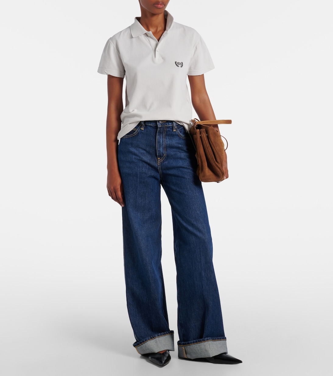 The Cuffed Wide High-Rise Wide-Leg Jeans